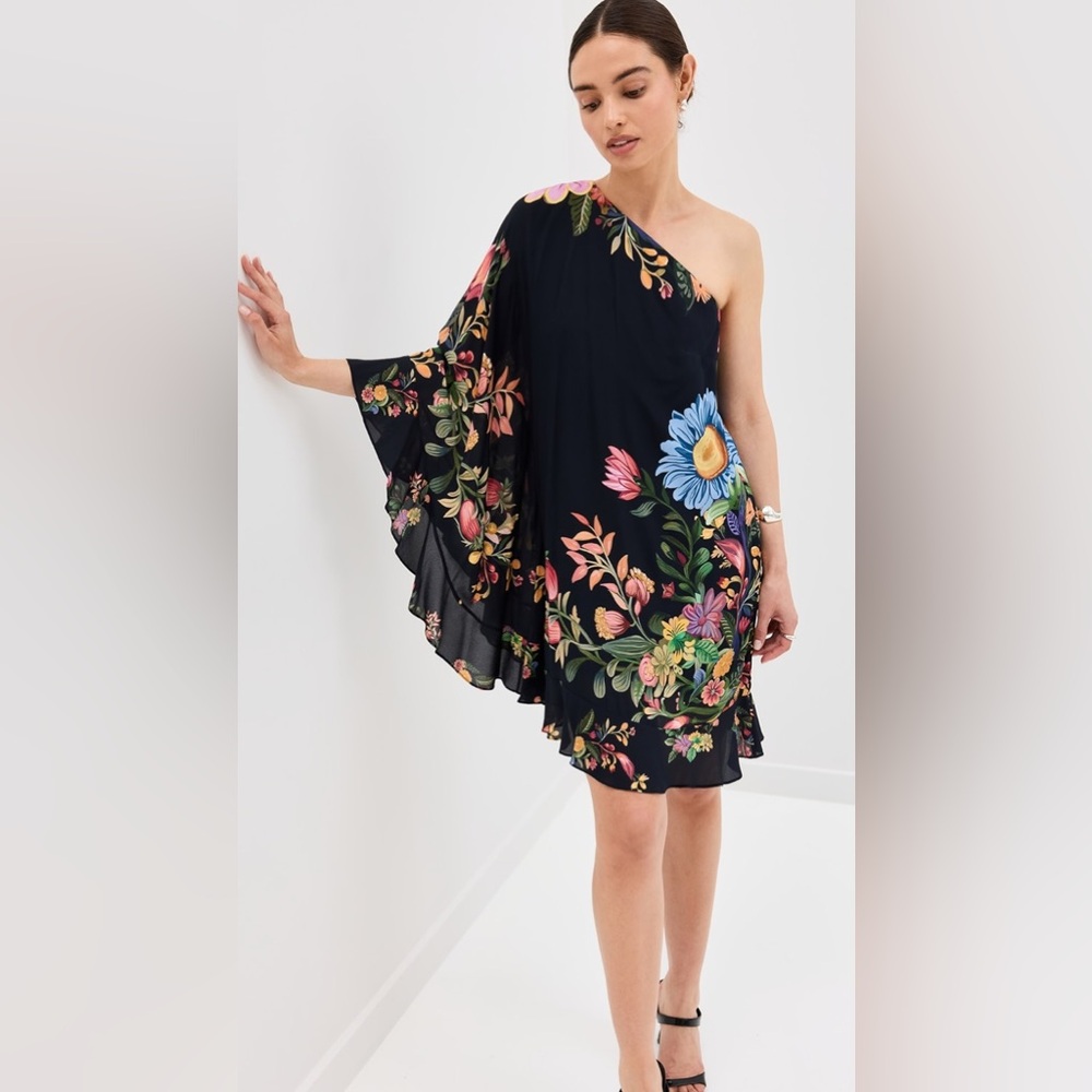 NWOT Borgo de Nor Sheye Viscose Dress in Sierra Placement Black 14EU 8-10US